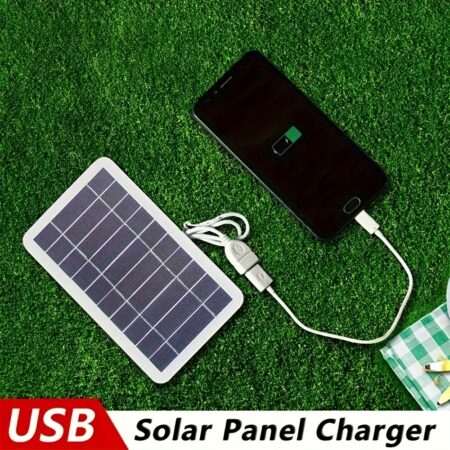 1pc Solar Portable Charging Panel Outdoor Waterproof Solar USB Charger Is Suitable For Outdoor Travel And Camping, Mobile Power, Mobile Phone Charging Bank, Flashlight, Fan