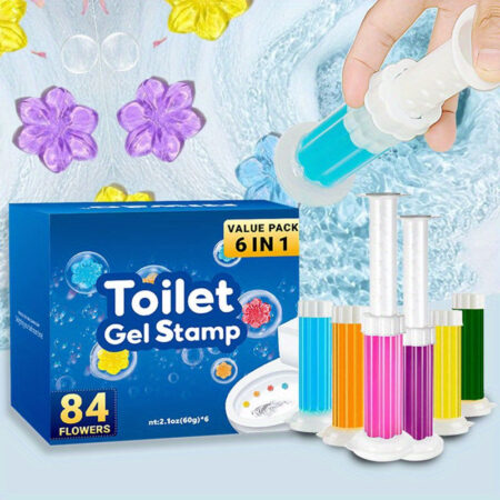 6pcs, Toilet Cleaning Gel, Flower Stamp Toilet Gel, Flower Scented Toilet Deodorant Gel, Toilet Bowl Cleaner, Odor Removal Gel, Bathroom Air Freshener, Suitable For Toilet, Bathroom, Cleaning Supplies