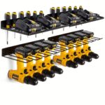 2pcs Power Tool Organizer Wall Mount, Heavy Duty Floating Tool Shelf, Power Tool Holder Wall Mount, Metal Garage Storage Shelves, 4 Drill Holder Hanging Slots