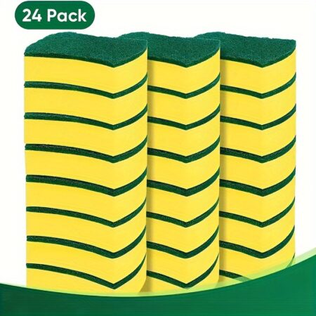12u002F24pcs, Multifunctional Cleaning Sponge, Double-Sided Scouring Pad For Household Cleaning, Dishwashing Sponge, Premium Kitchen Sponge, Durable Non-scratch Sponge Wipe, Super Absorbent, Cleaning Supplies, Cleaning Tool, Christmas Gift