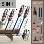 High-power Handheld Wet And Dry Cordless 5 IN 1 Vacuum Cleaner, Lightweight Household Stick Vacuum With Strong Suction, Portable Rechargeable And Powerful For Car Home Sofa Pet Hair Hard Wood Floor Carpet And Outdoor Cleaning