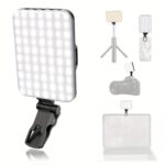 LED Selfie Light With Front & Back Phone Clip, 60 High-quality LED Beads 2200mAh Rechargeable CRI 97+, 7 Light Modes, Portable Clip On Light For Phoneu002FTabletu002FLaptop