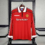 1998-1999 Retro Long Sleeve Manchester United Home Football Shirt 1:1 Thai Quality