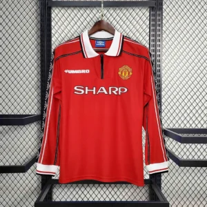 1998-1999 Retro Long Sleeve Manchester United Home Football Shirt 1:1 Thai Quality