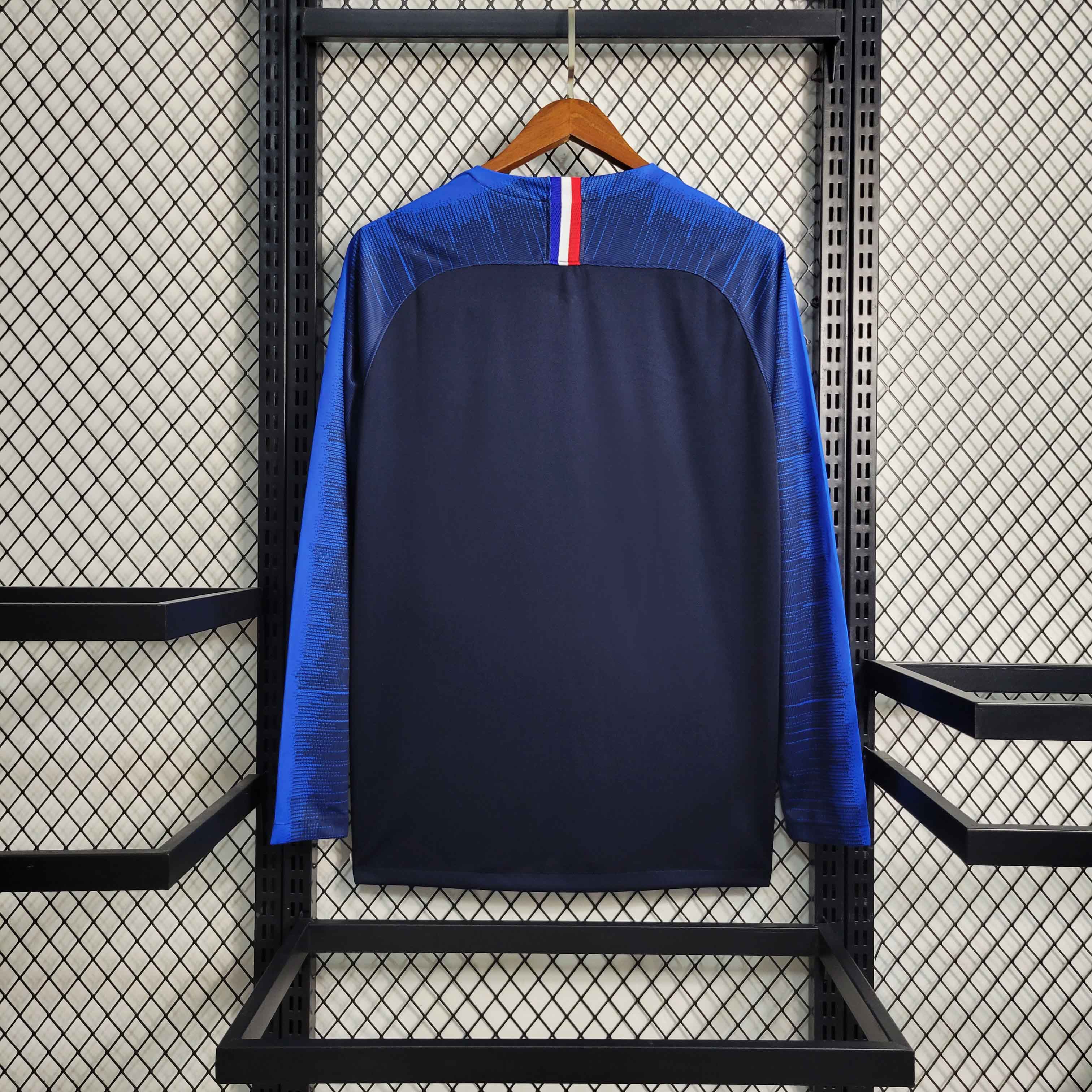 2018 Retro Long Sleeve France Home Football Shirt 1:1 Thai Quality - Image 2
