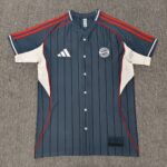 25/26 Bayern Munich jersey American style loose summer baseball shirt short sleeve casual striped top