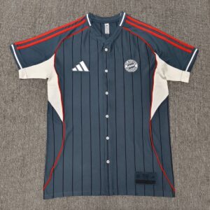 25/26 Bayern Munich jersey American style loose summer baseball shirt short sleeve casual striped top